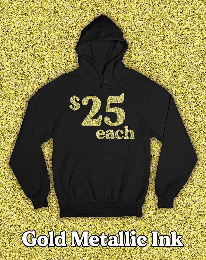 25 Metallic Gold Printed Hoodies