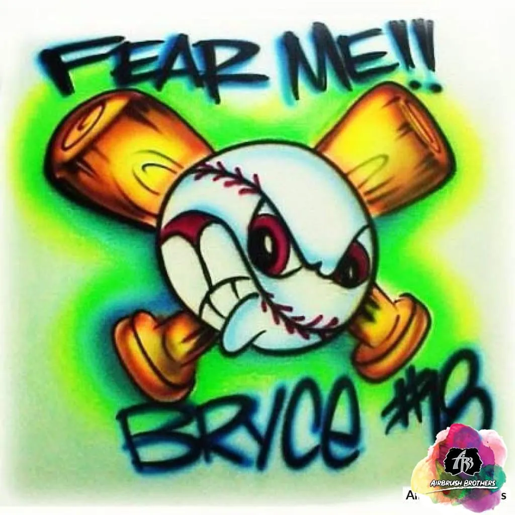 Airbrush Fear Me Baseball Shirt Design