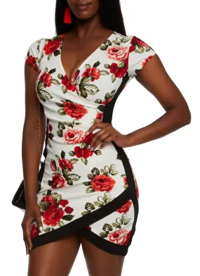 Almost Famous Floral Print Tulip Hem Mini Dress