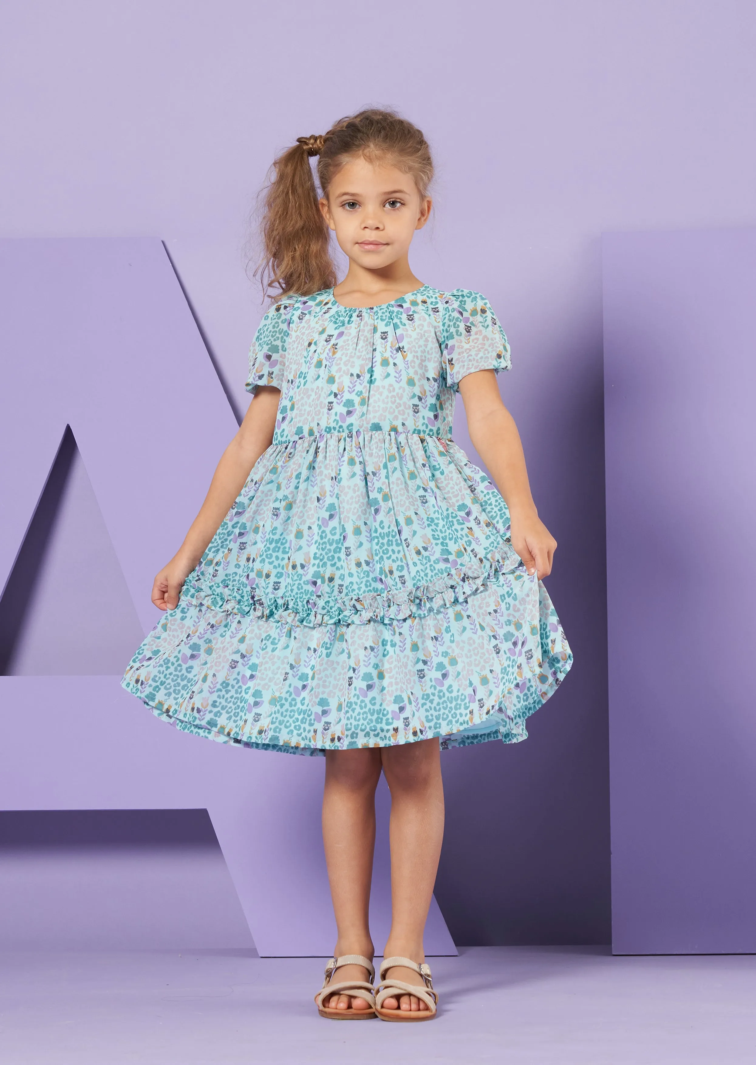 Anais Print Ruffle Dress