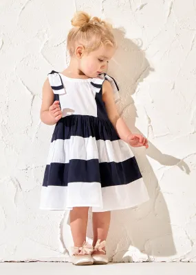 Avery Navy Bow Shoulder Dress