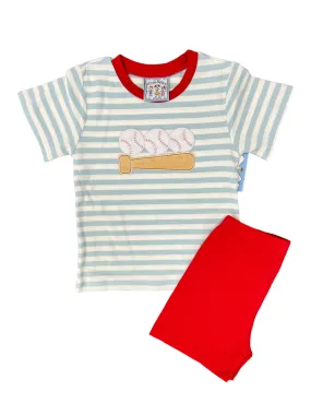 Baseball Boys Applique Short Set