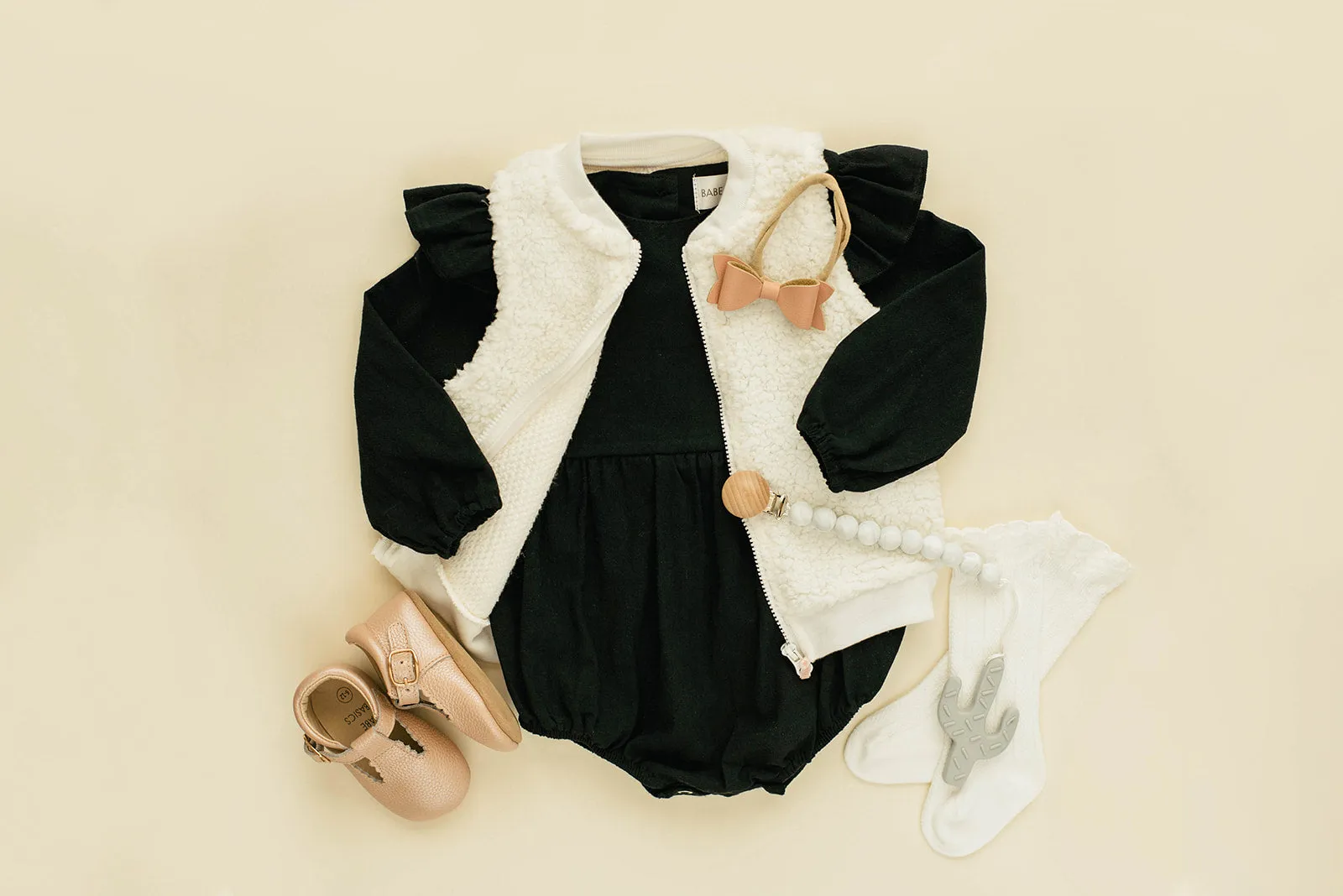 Black Linen Flutter Sleeve Romper