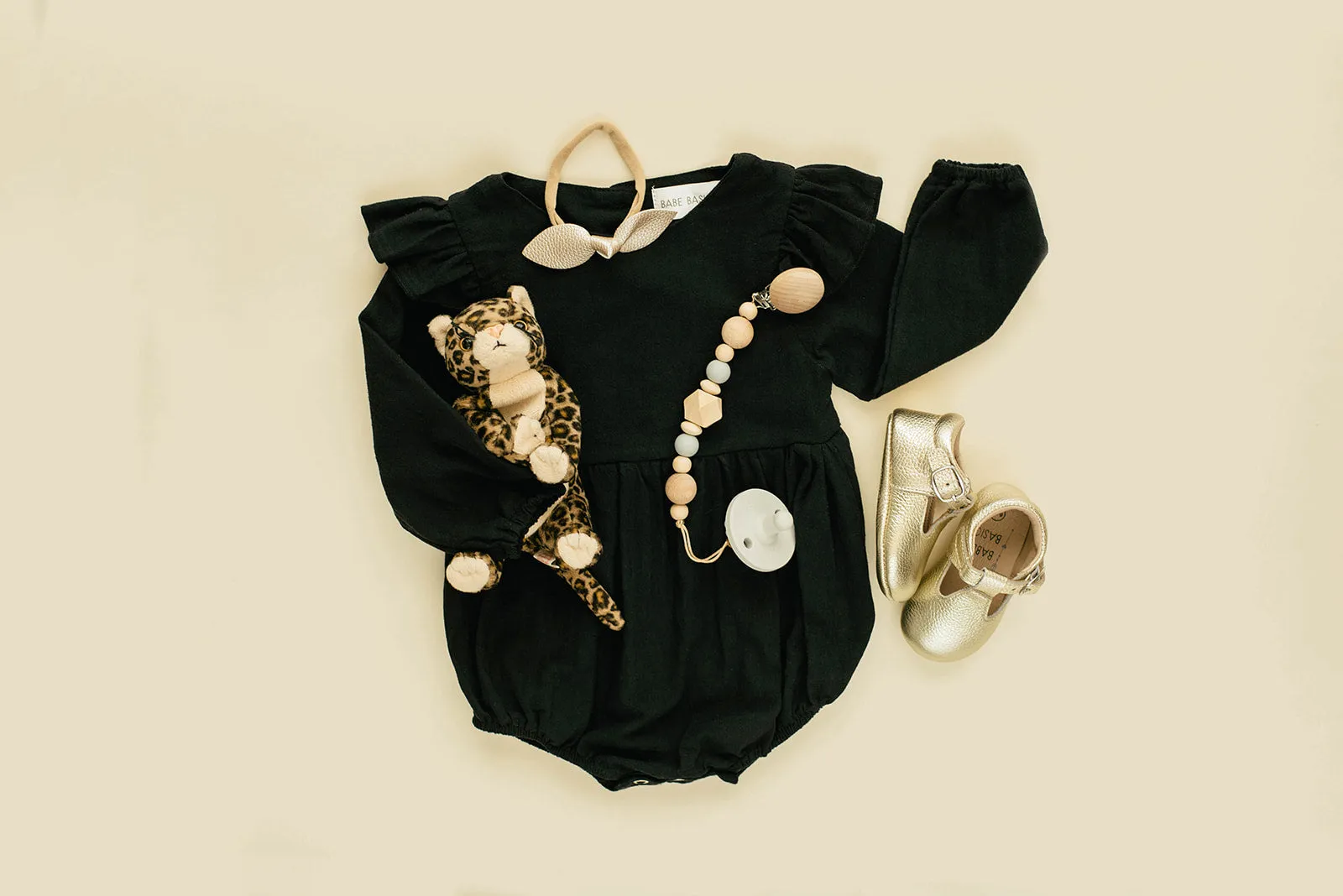 Black Linen Flutter Sleeve Romper