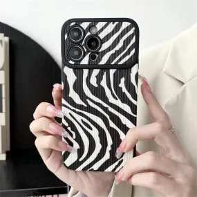 Black White Cute Zebra Stripe Phone Case for iPhone 11-15 Pro Max Plus - Soft Cover