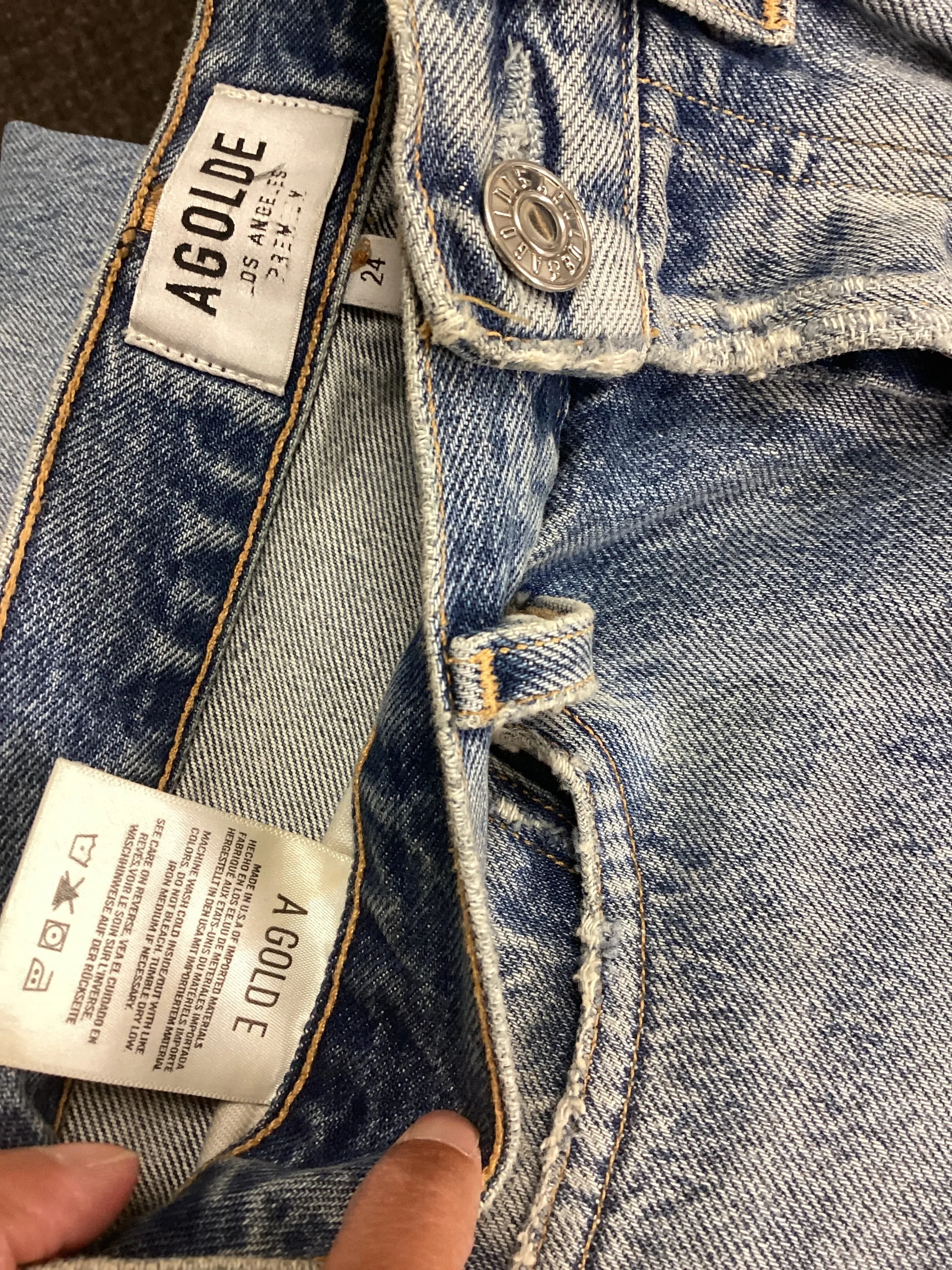 Blue Denim Jeans Straight Agolde, Size 0