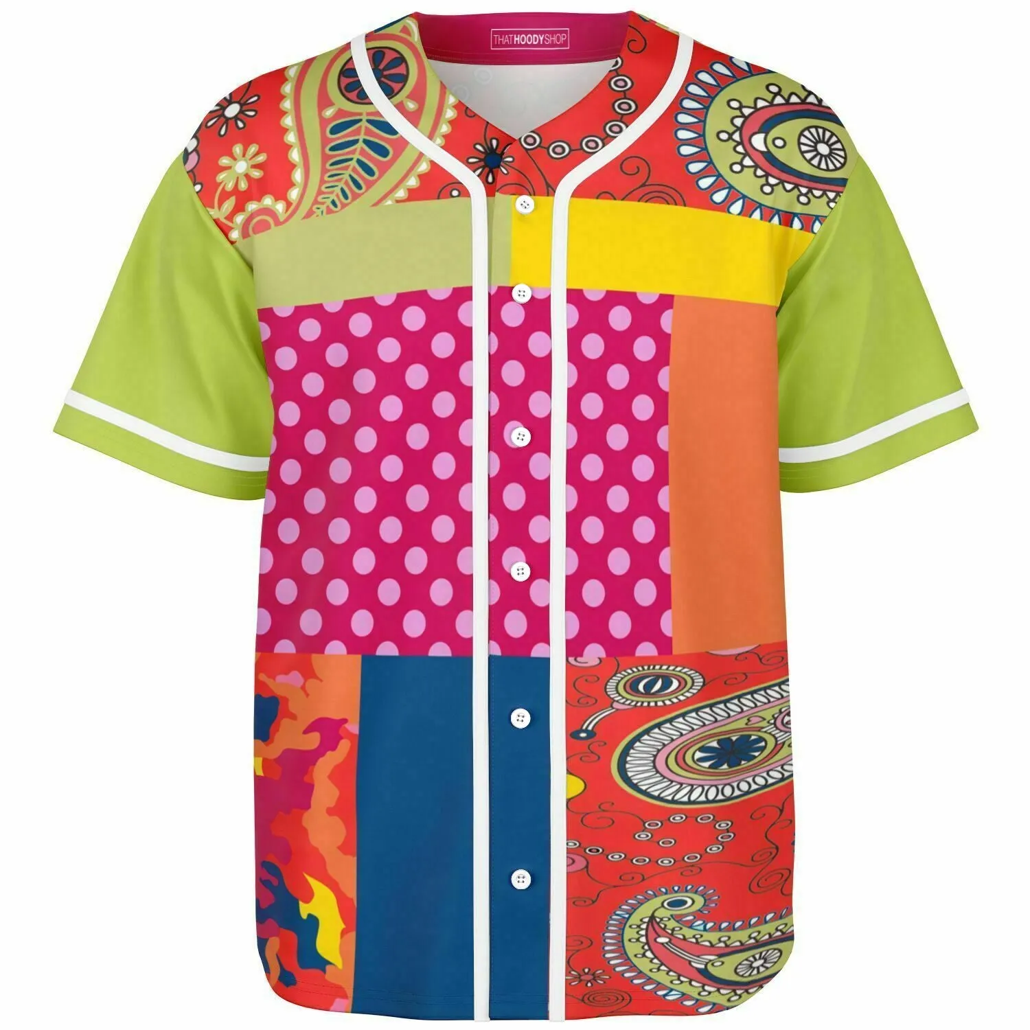 Chili Pepper Patchwork Button Front Jersey