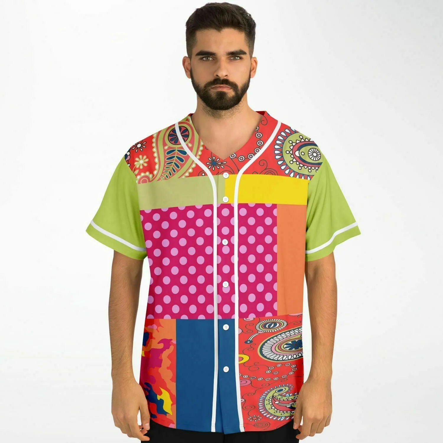 Chili Pepper Patchwork Button Front Jersey