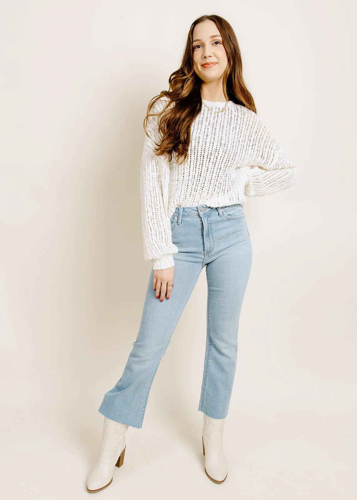 Ellie Cream Open Knit Sweater