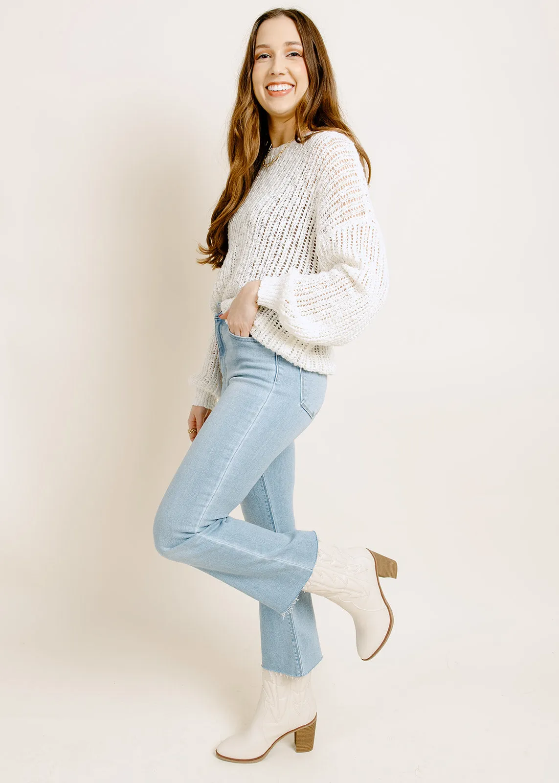 Ellie Cream Open Knit Sweater