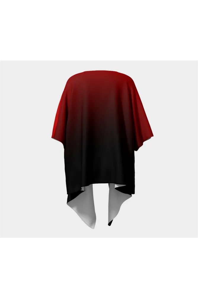 Fade Red to Black Draped Kimono