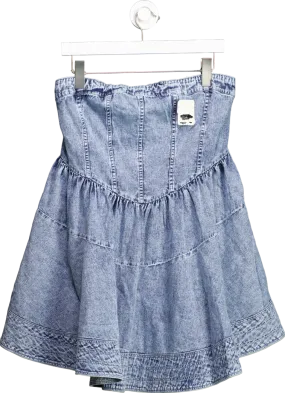 Free People Blue  Candace Denim Mini Dress UK M