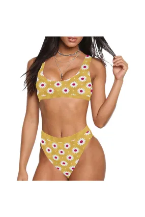 Golden Daisy Sport Top & High-Waist Bikini Swimsuit