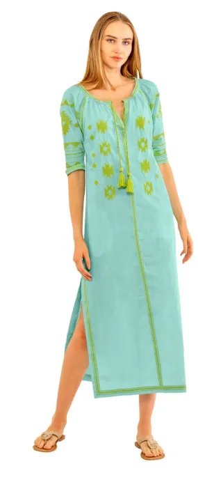 Gretchen Scott Montezuma Midi Dress - Turquoise/Lime