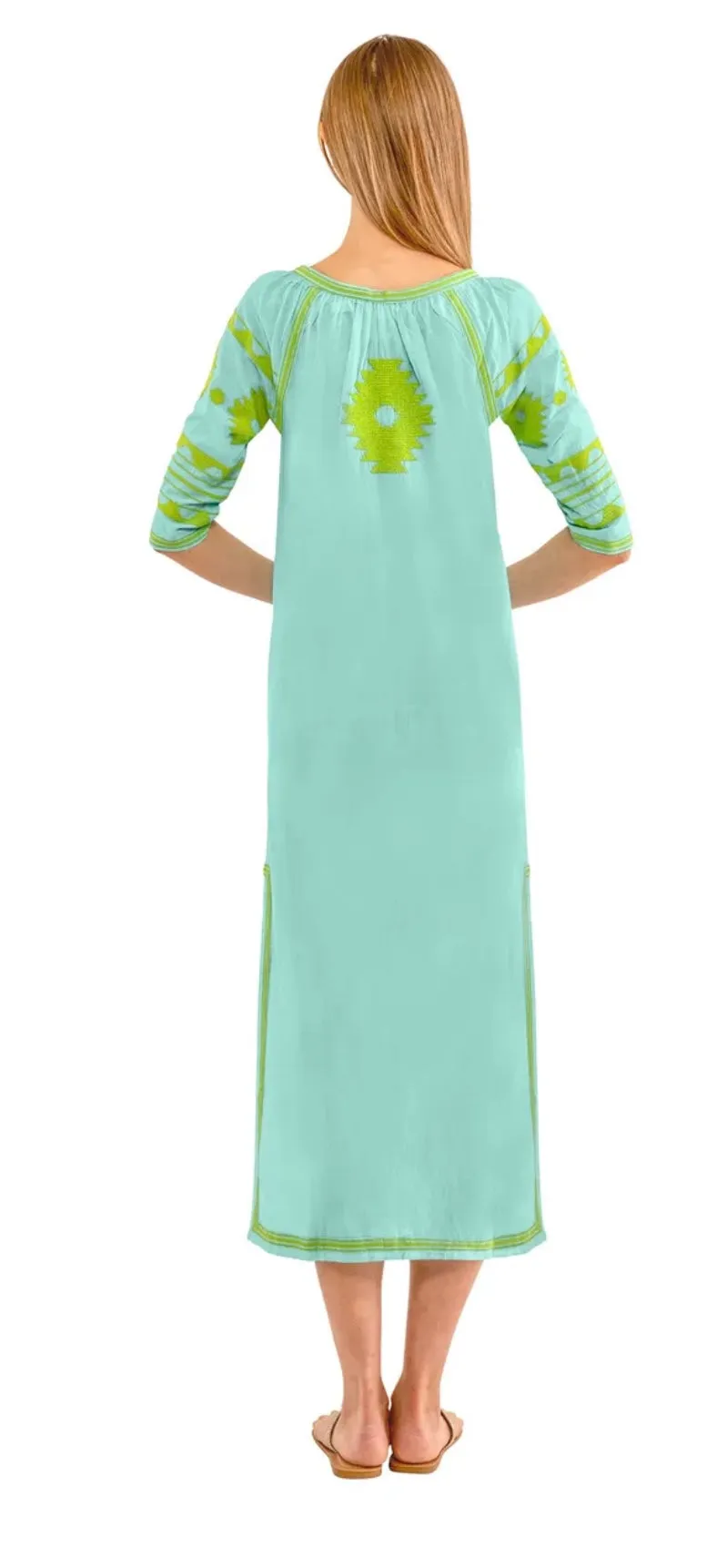 Gretchen Scott Montezuma Midi Dress - Turquoise/Lime