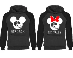 Her Jack His Sally Couple Matching Raglan Hoodies