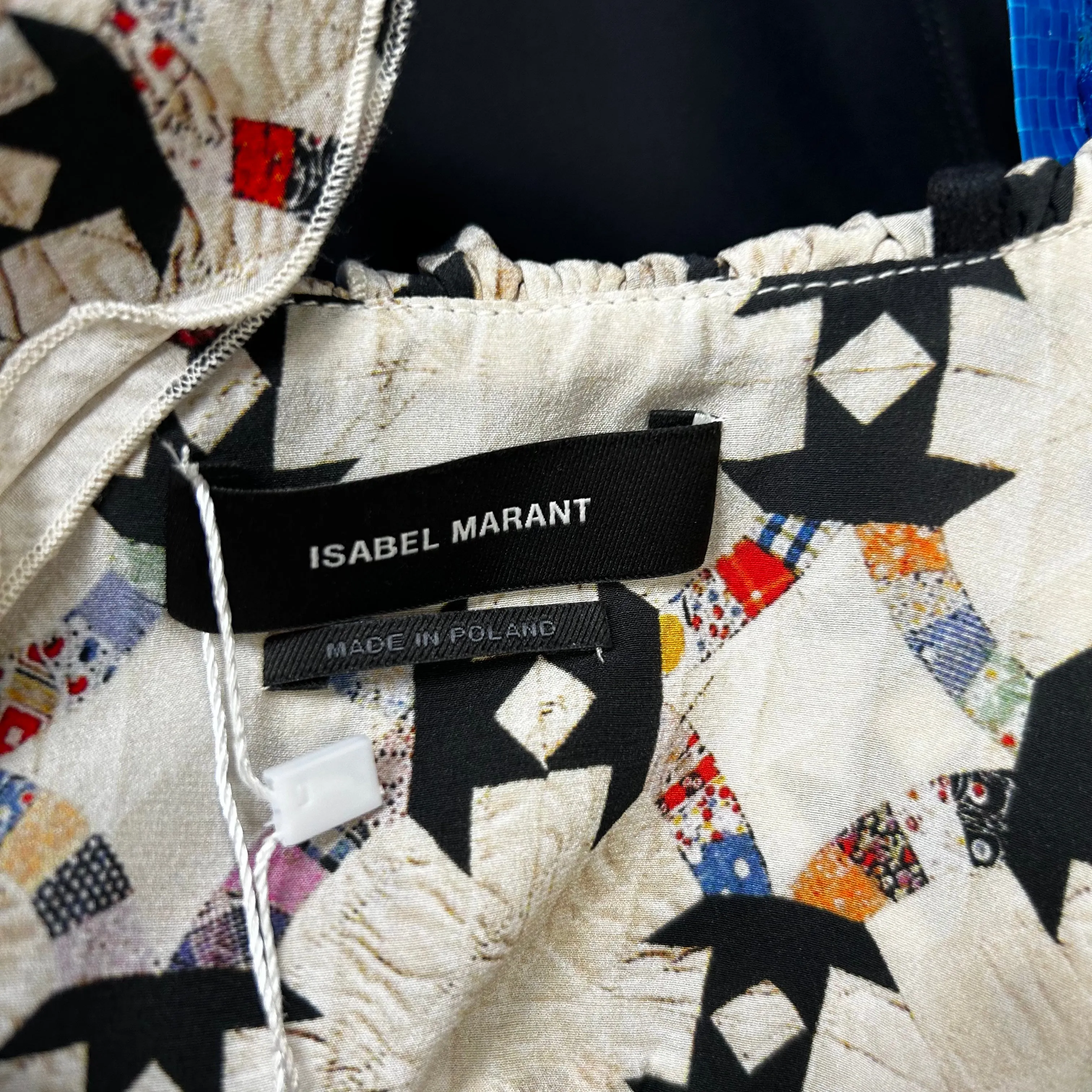 Isabel Marant Brand New Cream Geometric Print Blineali Top XXS