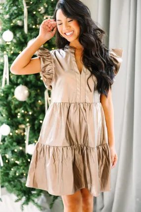 Gold Tiered Babydoll Dress - Lifes A Party Collection