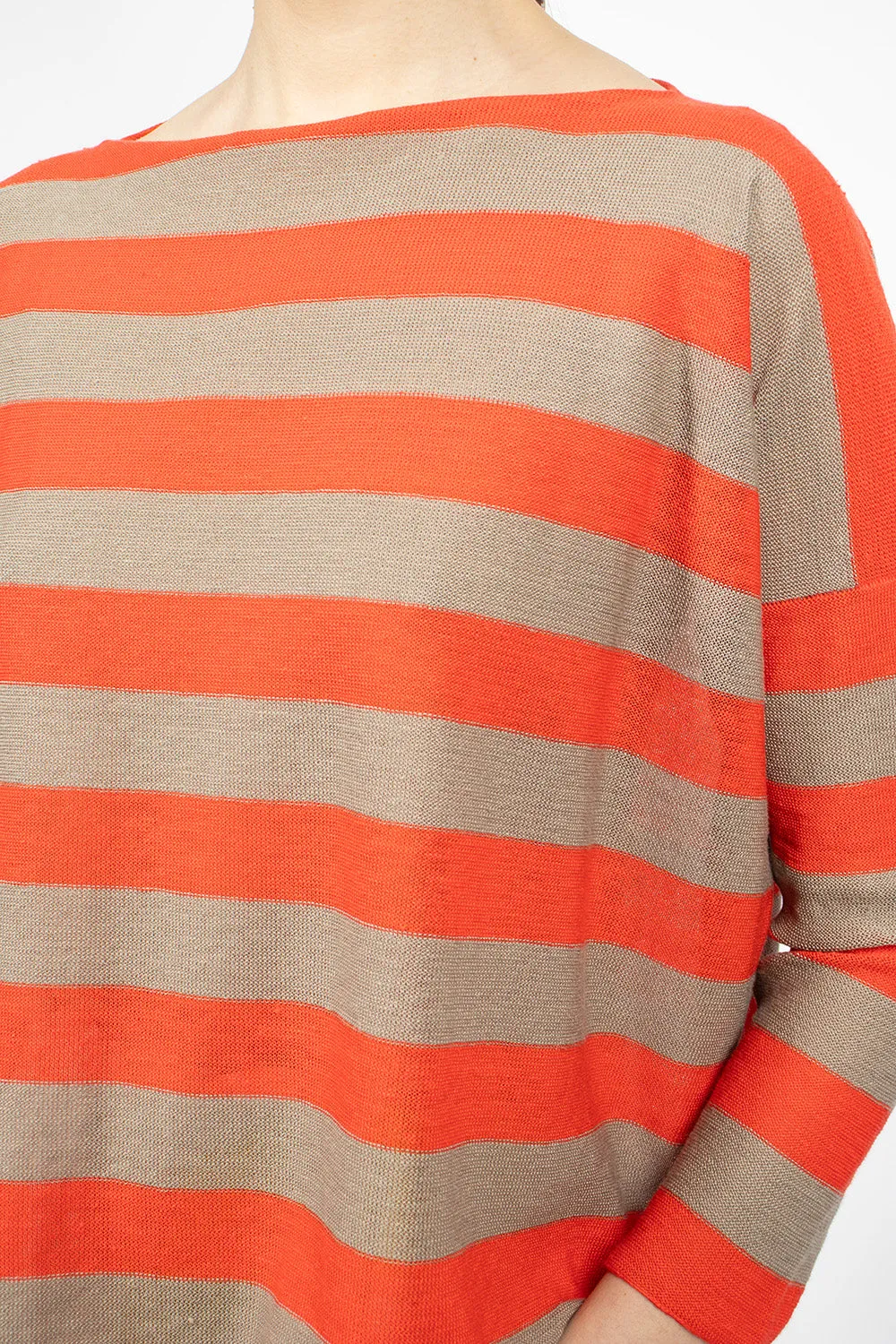 Linen Boatneck Sweater Natural/Orange