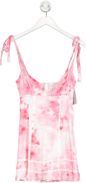 Lovers and Friends Pink Tie Dye Effect Cotton Mini Dress UK XS