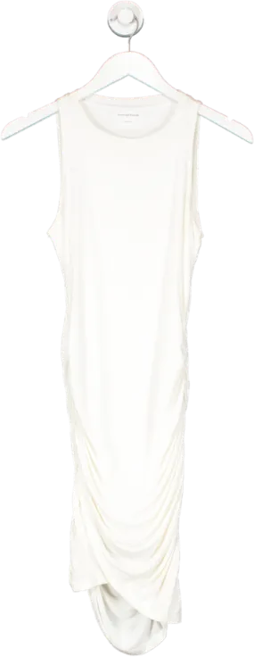 Lovers and Friends White Ruched Midi Dress UK XS