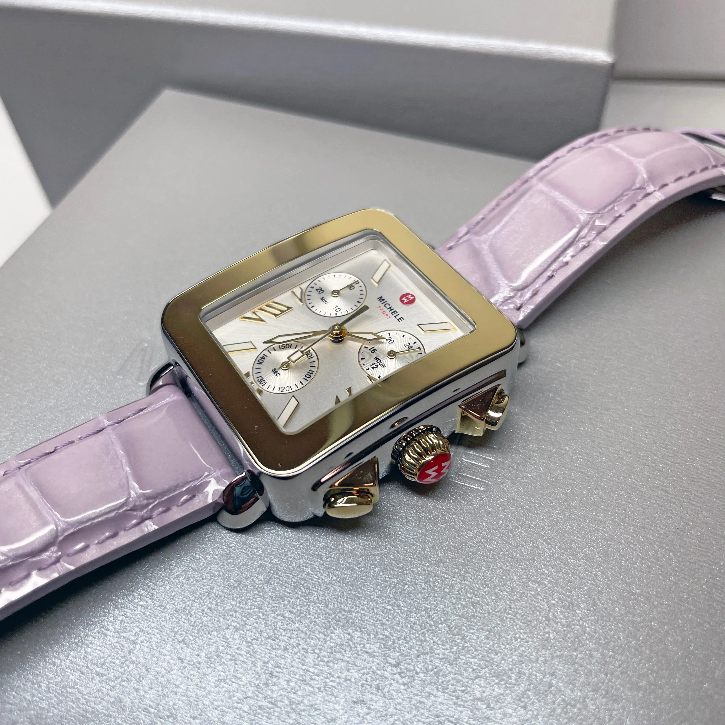 Michele Deco Sport Two-Tone Lavender Leather Watch MWW06K000064