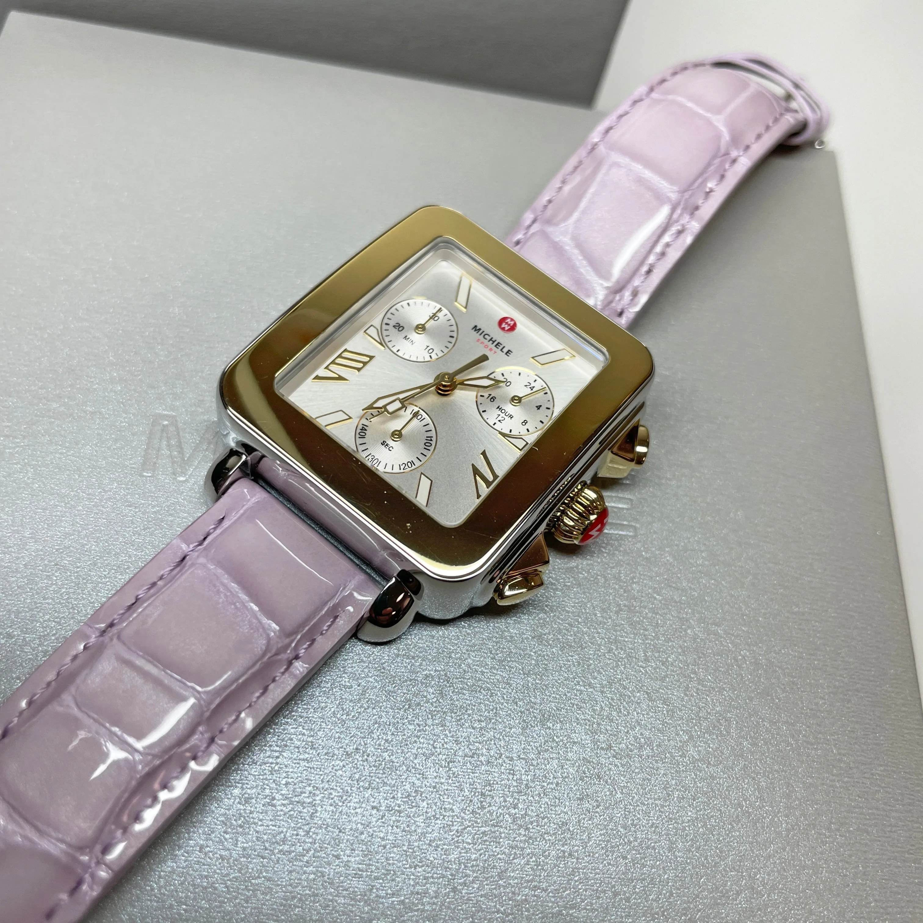 Michele Deco Sport Two-Tone Lavender Leather Watch MWW06K000064