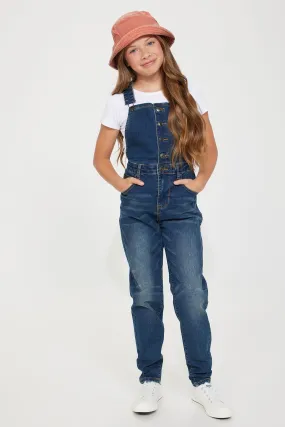 Mini Chase Me Outside Denim Overalls - Dark Wash