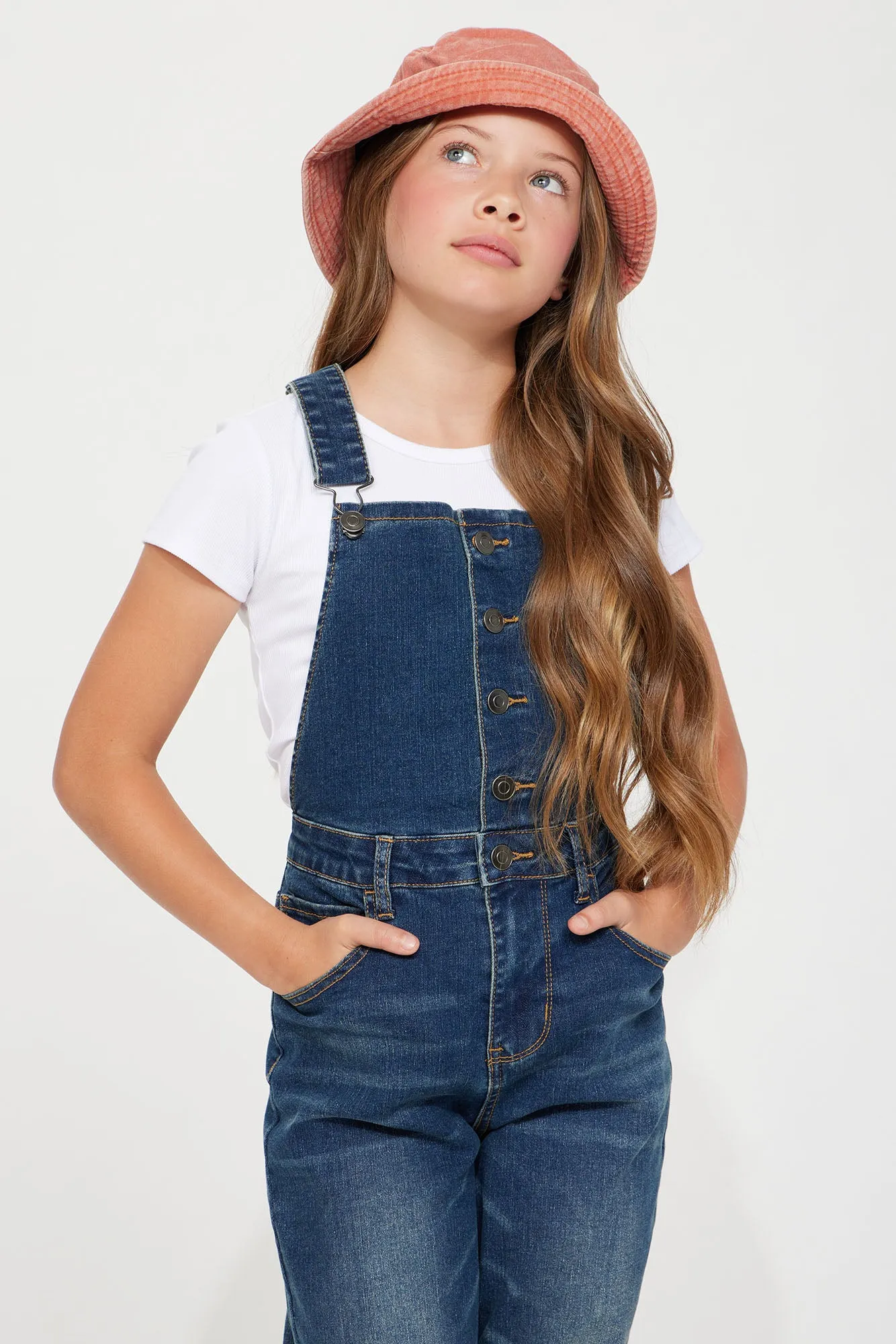 Mini Chase Me Outside Denim Overalls - Dark Wash