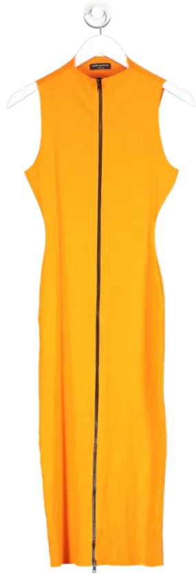 Naked Wardrobe Orange Front Zip Midi Dress UK 14