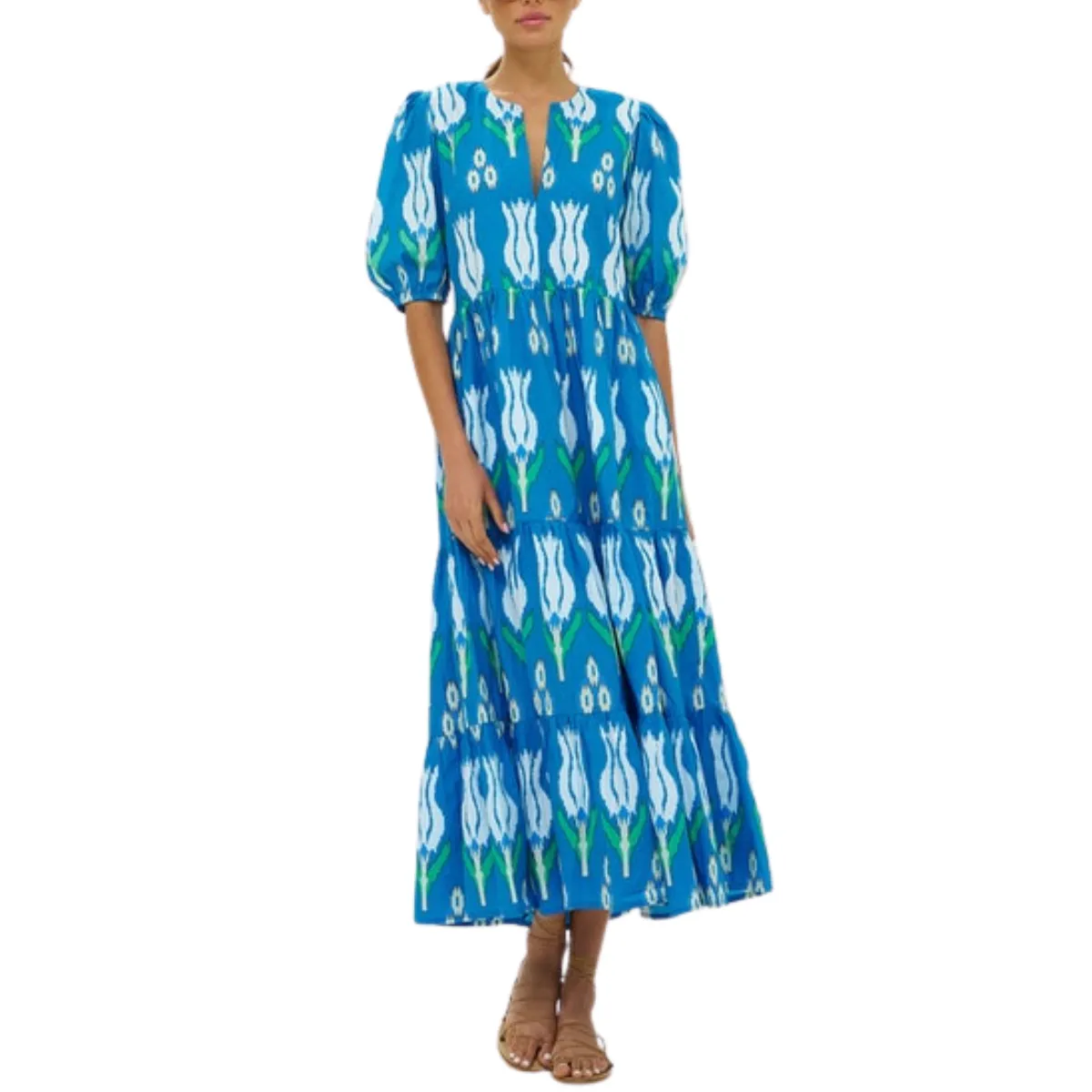 Oliphant Puff Sleeve Maxi - Sumba Blue