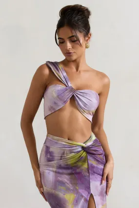 Open Heart | Lilac Print Knot One Shoulder Bralette