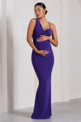 Phantasy | Purple Maternity Cowl Neck Maxi Dress