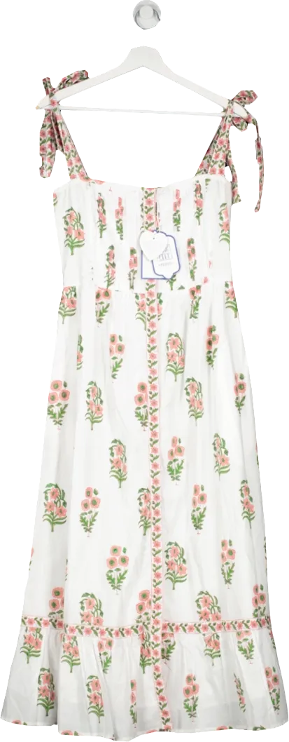 Pink City Prints White 70s Magnolia Elena Dress UK XXS