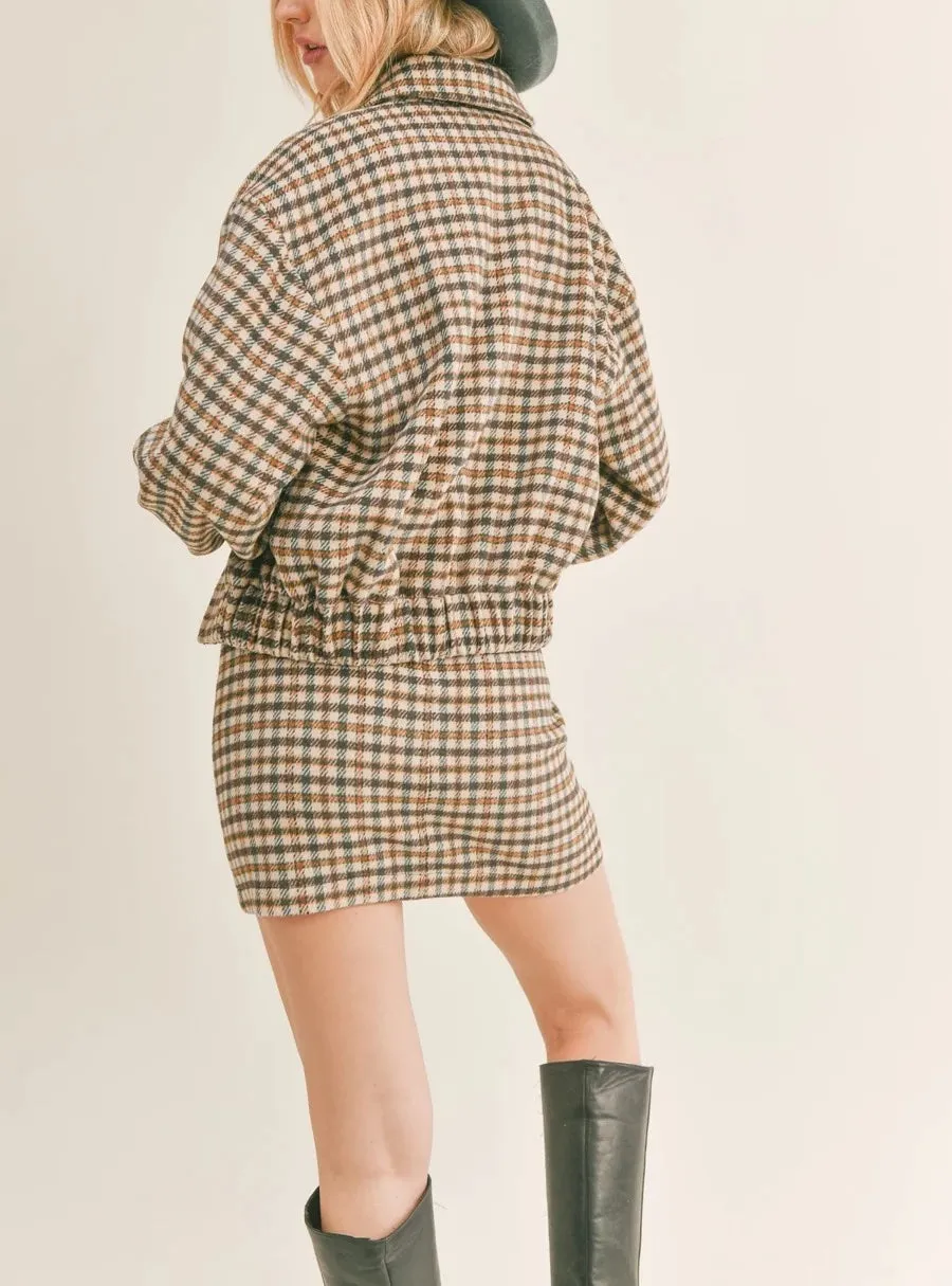 Sage The Label Lilith Plaid Bomber