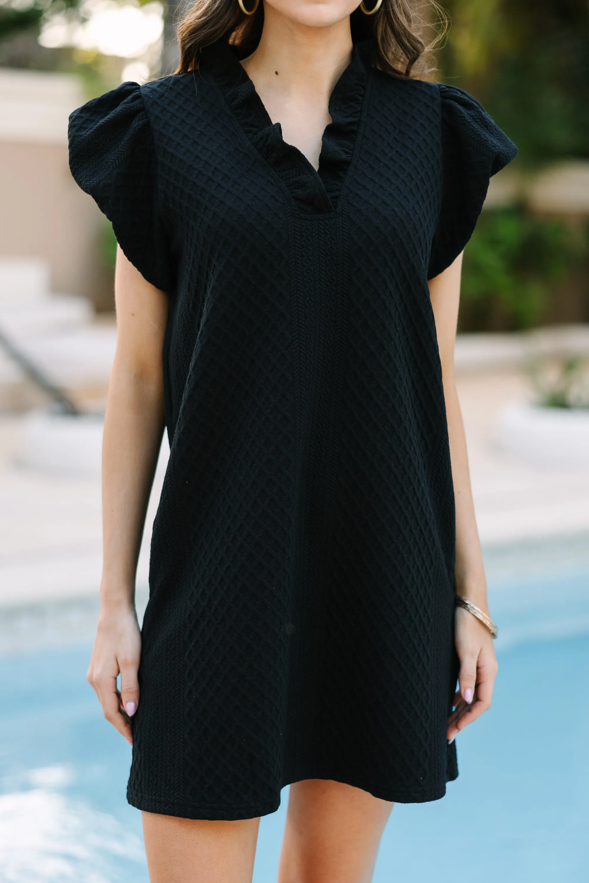 Something New Black Cable Knit Dress