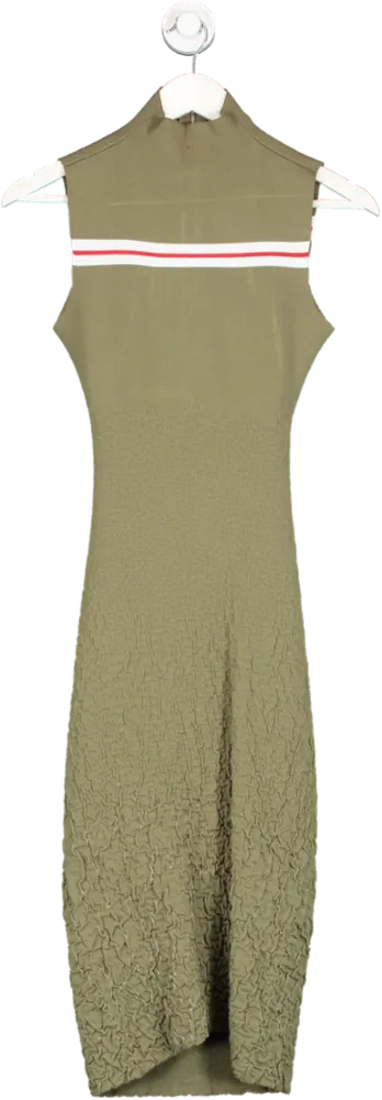 Suno Green Textured Stretch Bodycon Dress UK XS