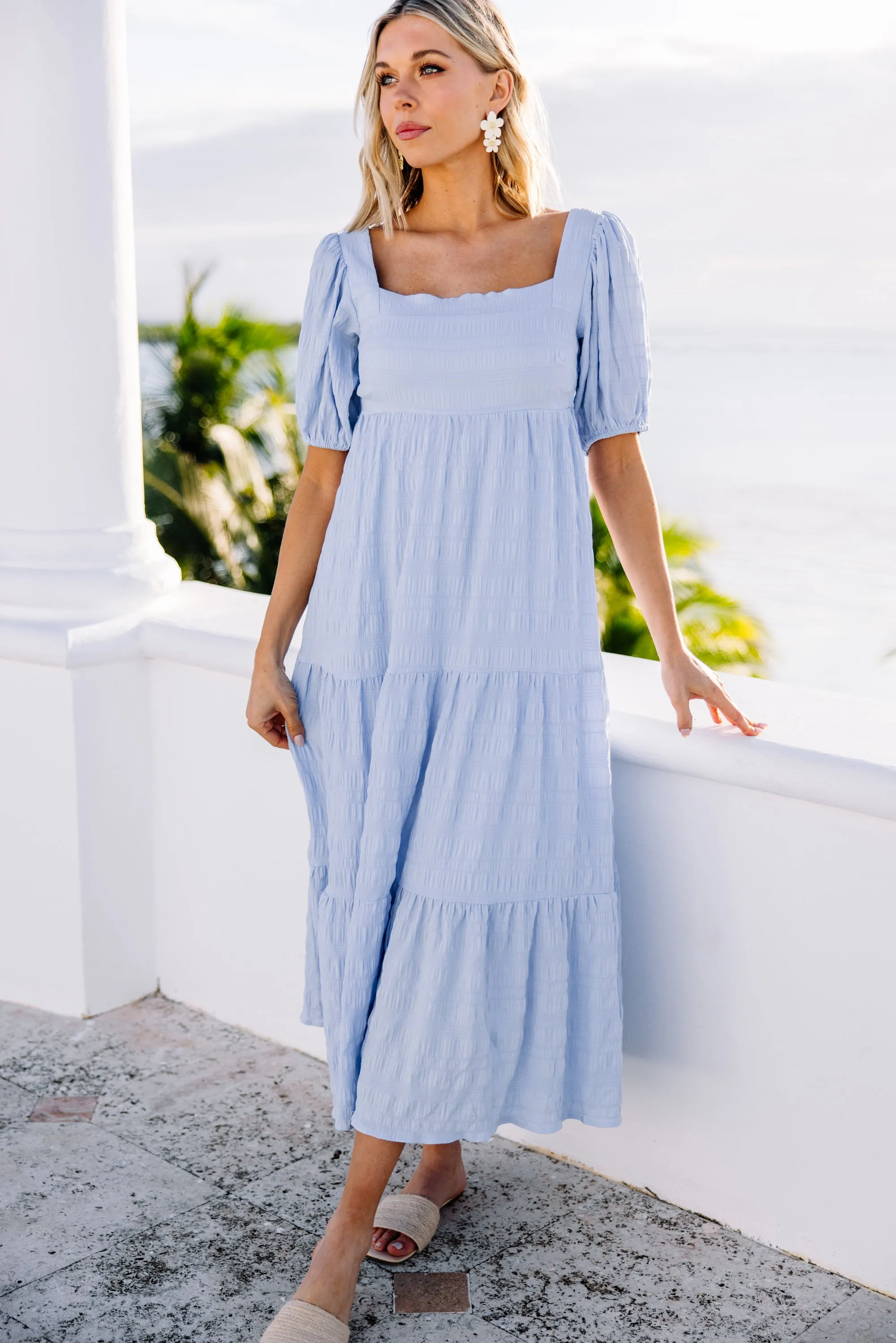 Think About It Light Blue Midi Dress