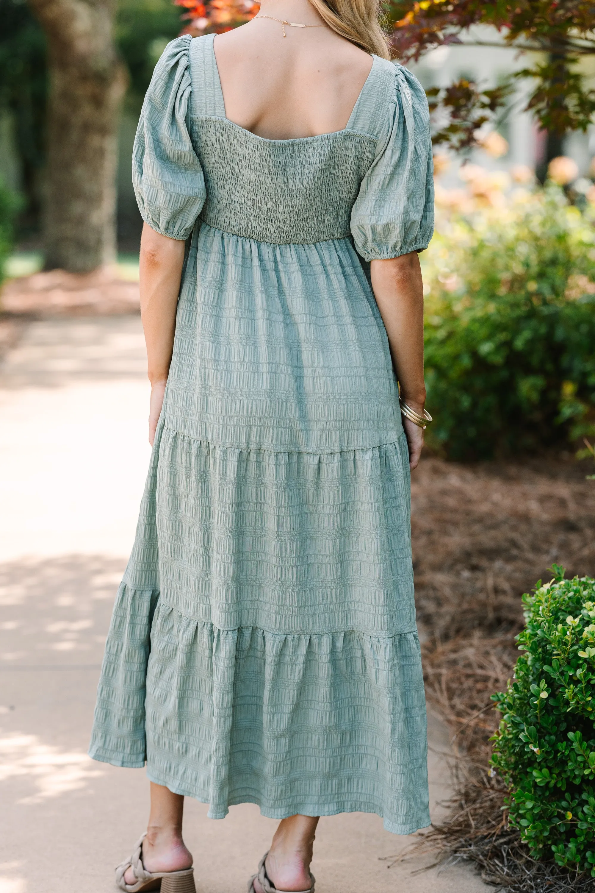 Think About It Olive Green Midi Dress