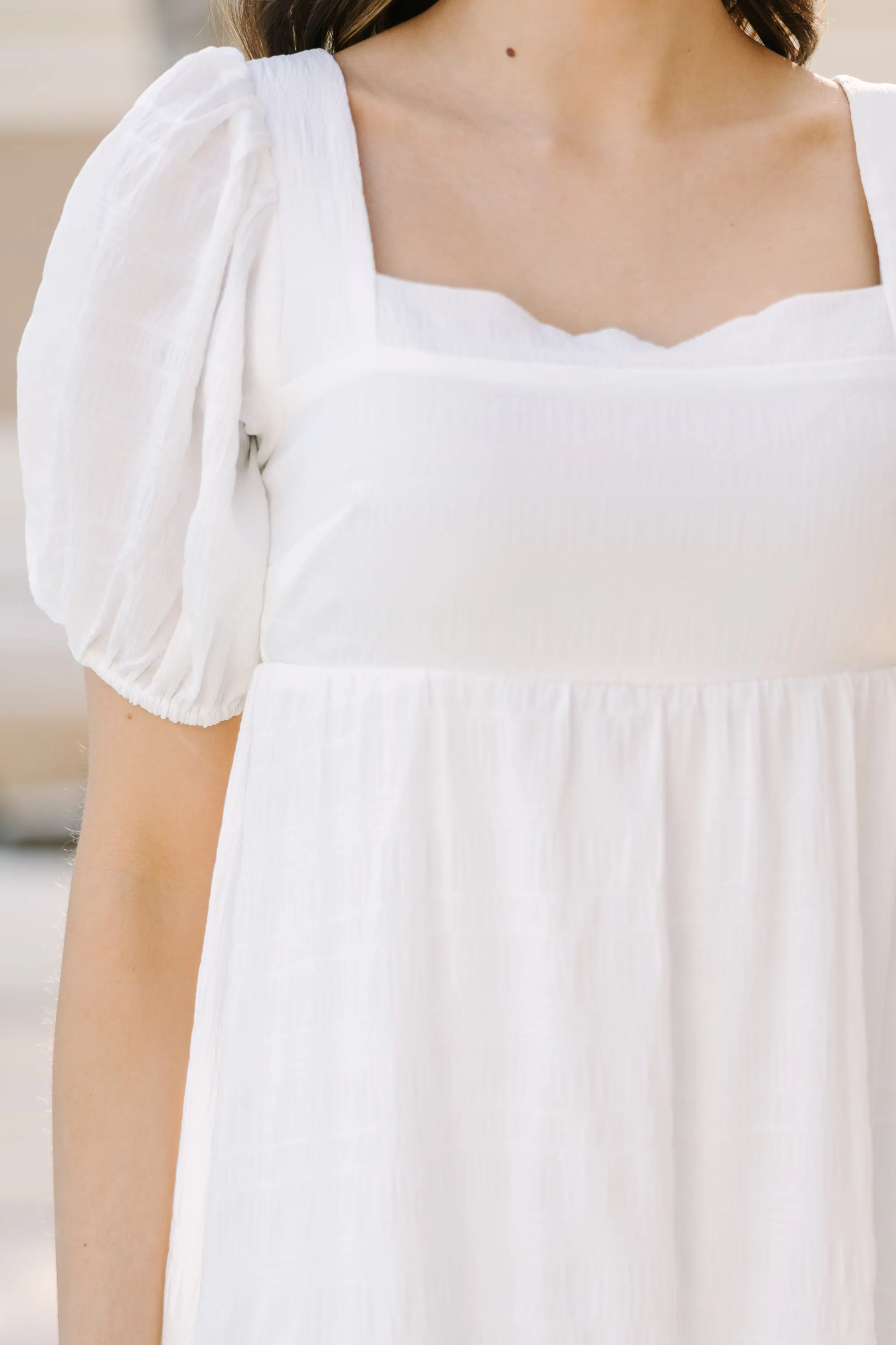 Think About It White Midi Dress