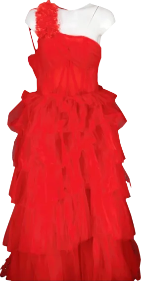 VIP Girl Red Flower Detail Tulle Maxi Dress UK S