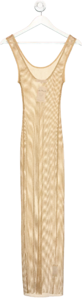 We Wore What Beige Mesh Midi Dress UK XS