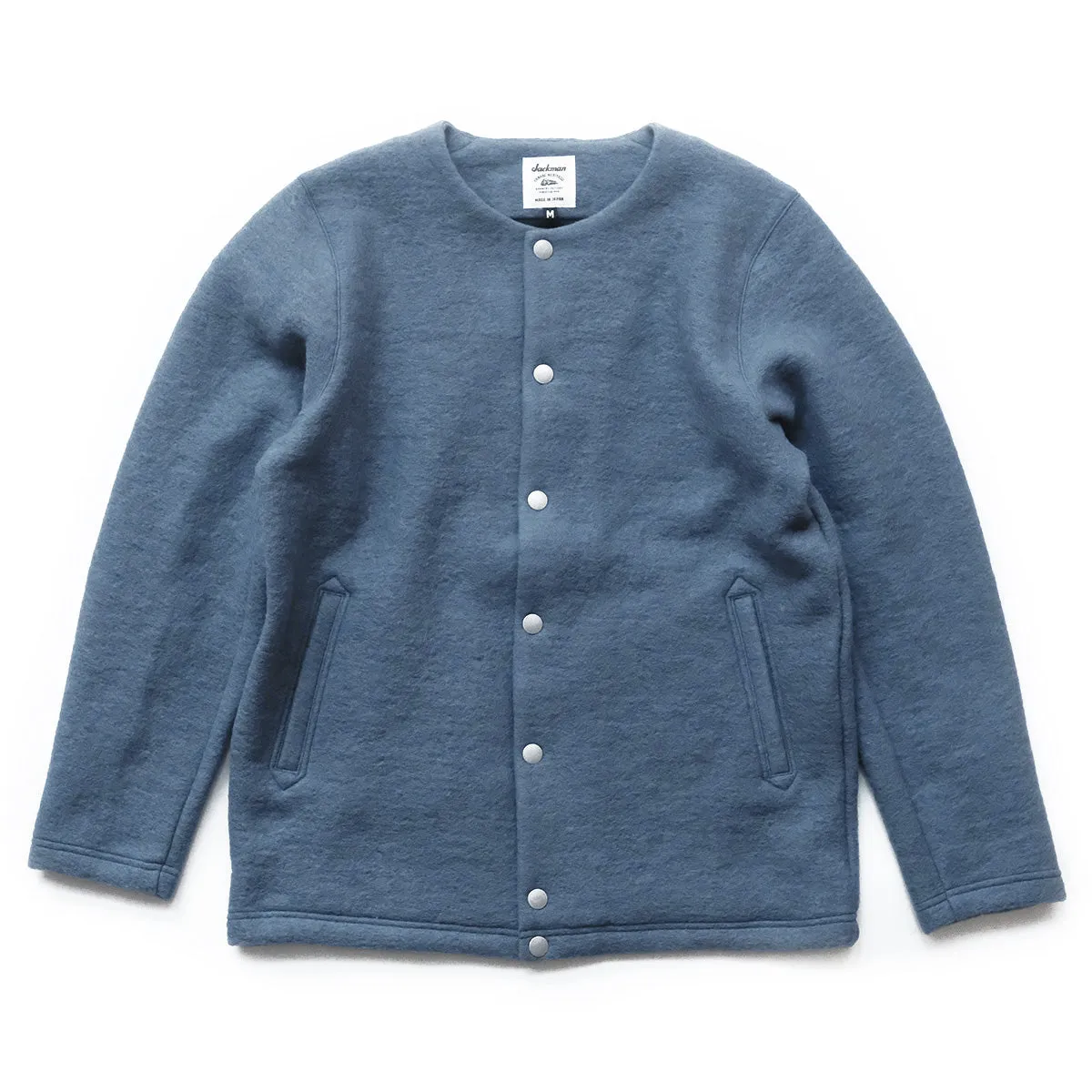 Wool Collarless Jacket - Shadow Blue - S/L