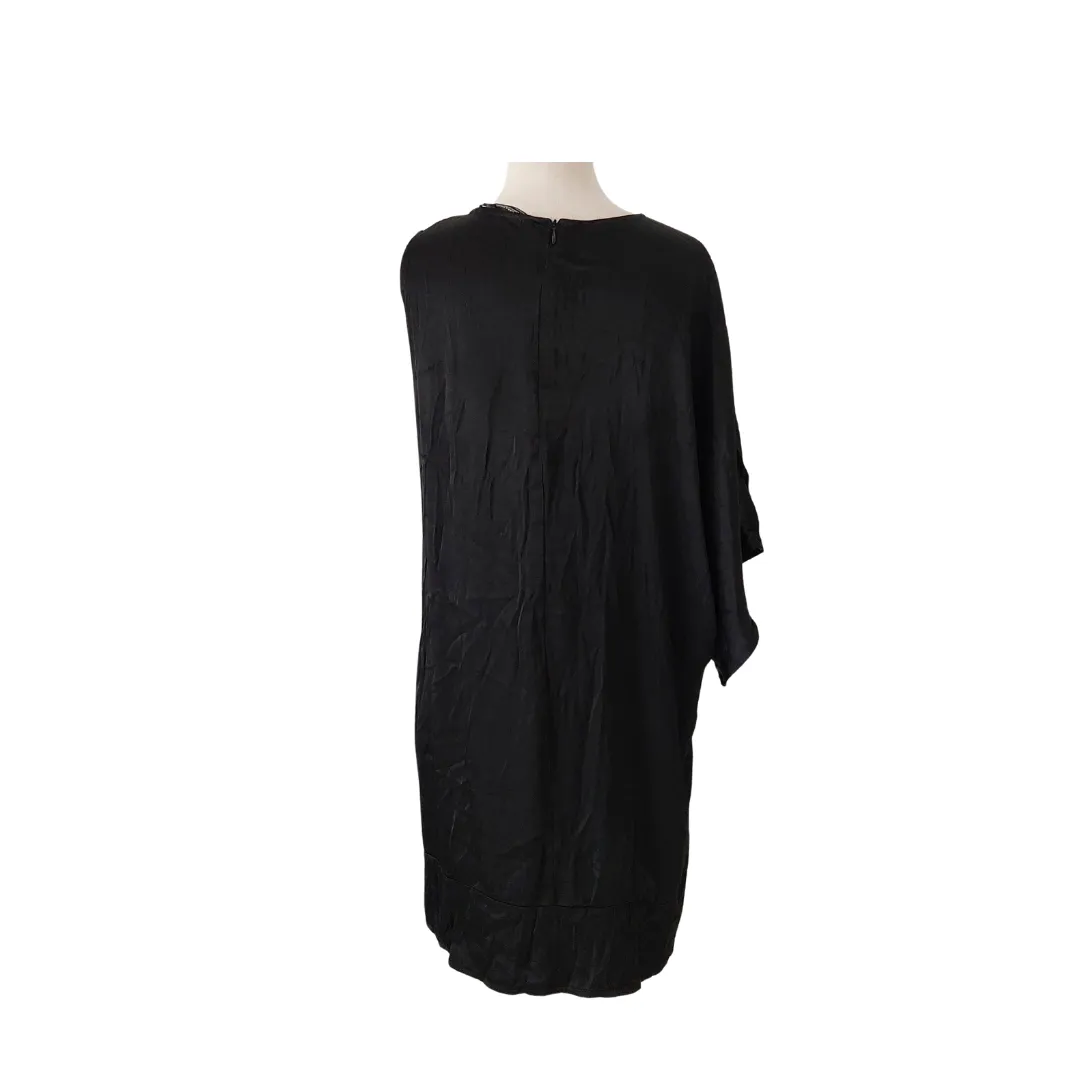 ZARA Black One Sleeve Satin Long Top | Gently Used |